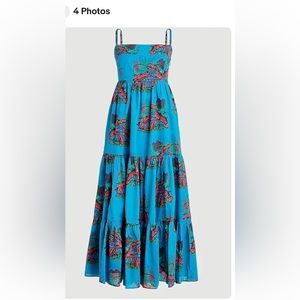 Like new J.Crew Tiered Maxi in Ultramarine Red Lobster Print Cotton Sun Dress